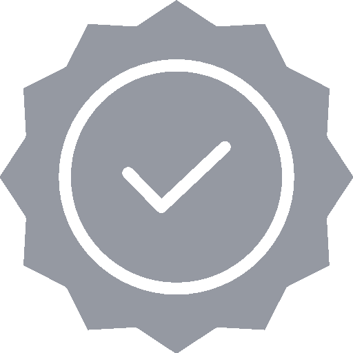 A checkmark symbol in a cogwheel.
